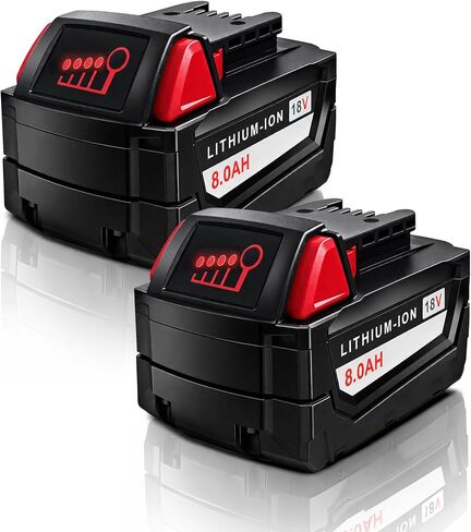 2 Pack 8.0Ah Replacement Batteries Compatible with Milwaukee M18 Battery | 18 Volt Lithium Ion Battery for 48-11-1860 48-11-1850 48-59-1850 2646-22CT 2643-21CT 2641-21CT Cordless Power Tools in Kuwait
