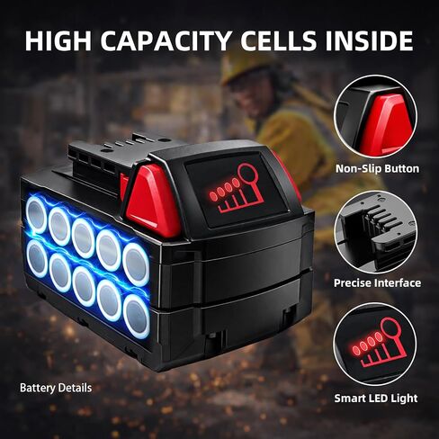 2 Pack 8.0Ah Replacement Batteries Compatible with Milwaukee M18 Battery | 18 Volt Lithium Ion Battery for 48-11-1860 48-11-1850 48-59-1850 2646-22CT 2643-21CT 2641-21CT Cordless Power Tools in Kuwait