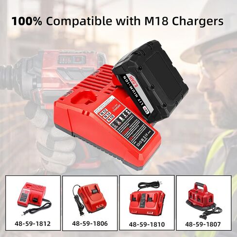 2 Pack 8.0Ah Replacement Batteries Compatible with Milwaukee M18 Battery | 18 Volt Lithium Ion Battery for 48-11-1860 48-11-1850 48-59-1850 2646-22CT 2643-21CT 2641-21CT Cordless Power Tools in Kuwait