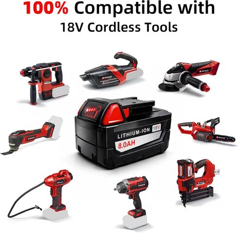 2 Pack 8.0Ah Replacement Batteries Compatible with Milwaukee M18 Battery | 18 Volt Lithium Ion Battery for 48-11-1860 48-11-1850 48-59-1850 2646-22CT 2643-21CT 2641-21CT Cordless Power Tools in Kuwait