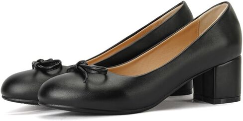 Women's Round Toe Bow Knot Block Heel Pumps Comfort Low Chunky Heel Dress Shoes Wide Fit Plus Size Multicolor Casual Office Work Footwear in Kuwait