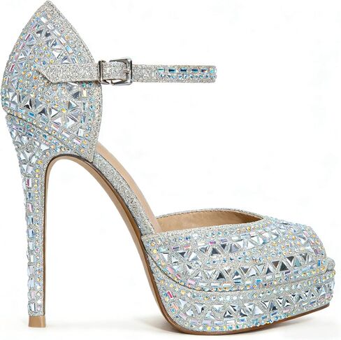 Women's High Heels 4.5 Inch Sexy Stiletto Heel Sandals Ankle Strap Peep Toe Platform Pumps Wedding Shoes for Dress Bridal Party Evening Heels in Kuwait