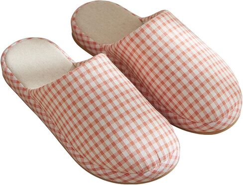 Women Men Linen Cotton Slippers Gingham Checkered High Density Sole Slipper | Breathable Moisture-Wicking Non Slip Slip on House Shoes in Kuwait
