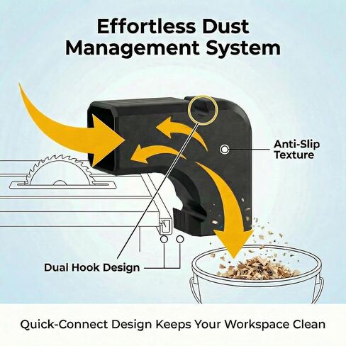 Dust Collector Hose Adapter Compatible with DeWALT DWE7485 & DW745 Table Saws, Precision-Fit Shop Vac Connector with Airtight Seal, Industrial-Grade Dust Port Upgrade, (Black) in Kuwait