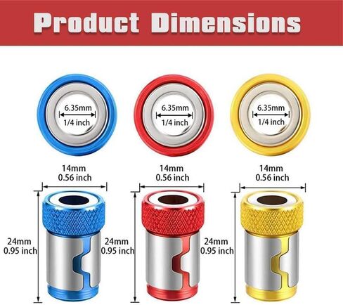 6PCS Magnetic Screw Ring, Magnetic Screw Holder, Bit Magnetizer Ring, Alloy Steel Magnetic Bit Holder, 1/4in 6.35mm Universal Removable Screw Magnetizer for Hex Screwdriver, Power Bits, DIY Repair in Kuwait