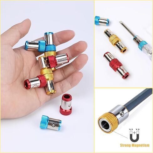 6PCS Magnetic Screw Ring, Magnetic Screw Holder, Bit Magnetizer Ring, Alloy Steel Magnetic Bit Holder, 1/4in 6.35mm Universal Removable Screw Magnetizer for Hex Screwdriver, Power Bits, DIY Repair in Kuwait