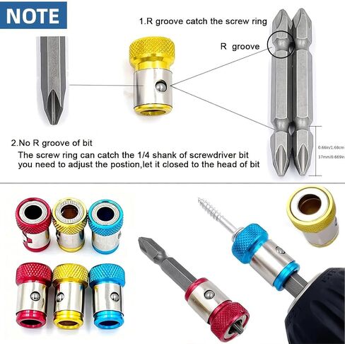 6PCS Magnetic Screw Ring, Magnetic Screw Holder, Bit Magnetizer Ring, Alloy Steel Magnetic Bit Holder, 1/4in 6.35mm Universal Removable Screw Magnetizer for Hex Screwdriver, Power Bits, DIY Repair in Kuwait