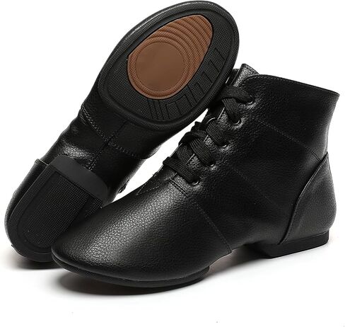 Keemi Lace Up Jazz Boots with Zipper for Woman Black Jazz Dance Shoes for Women Girls Mens Adult Rubber Split Sole in Kuwait