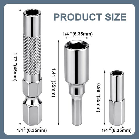 Flutesan 9 Pack 1/4 to 4mm Bit Adapter, Hex Screwdriver Converter, Magnetic Converter Adapter Precision Bits, 1/4 to 4mm Drill Extension for Precision Bits Set for Repair DIY Projects in Kuwait