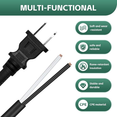 14 AWG 2 Prong Replacement Power Cord, Heavy Duty for Makita 664463-0 | Fits Circular Saw Grinder Sander Power Tools (2X14X8 SJOW) Rubber Stress Relief Boots in Kuwait