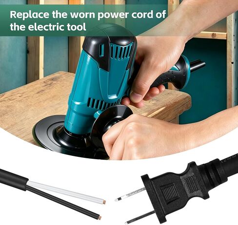 14 AWG 2 Prong Replacement Power Cord, Heavy Duty for Makita 664463-0 | Fits Circular Saw Grinder Sander Power Tools (2X14X8 SJOW) Rubber Stress Relief Boots in Kuwait