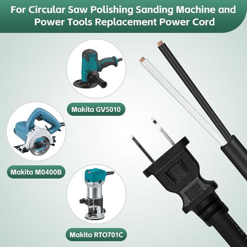 14 AWG 2 Prong Replacement Power Cord, Heavy Duty for Makita 664463-0 | Fits Circular Saw Grinder Sander Power Tools (2X14X8 SJOW) Rubber Stress Relief Boots in Kuwait