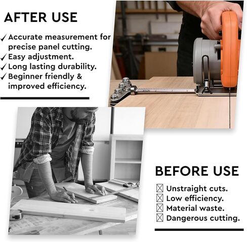 Positioning Calipers for Circular Saw, 24in Stainless Steel Circular Saw Guide Rail, Guia para Sierra Circular, Adjustable Rip Cut Tool for Woodworking (24 x 1.38 x 3.74 Inch) in Kuwait