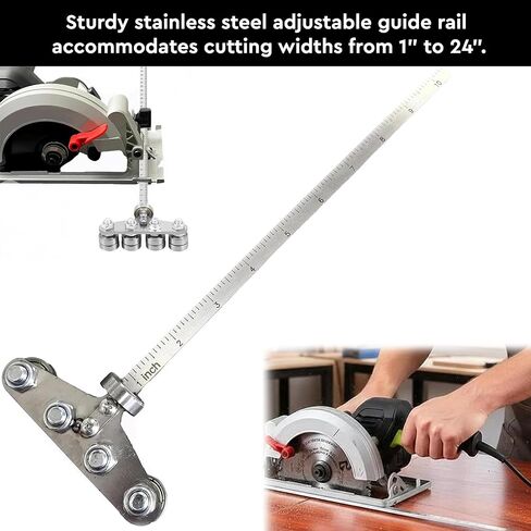 Positioning Calipers for Circular Saw, 24in Stainless Steel Circular Saw Guide Rail, Guia para Sierra Circular, Adjustable Rip Cut Tool for Woodworking (24 x 1.38 x 3.74 Inch) in Kuwait
