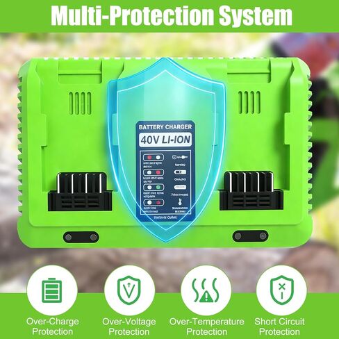 2port Charger Replacement for Greenworks 40V Charger 29482, Compatible with Greenworks 40V Battery 29462 29472 BAF702 L-300 BAF704 BAF705 in Kuwait