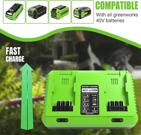 2port Charger Replacement for Greenworks 40V Charger 29482, Compatible with Greenworks 40V Battery 29462 29472 BAF702 L-300 BAF704 BAF705 in Kuwait