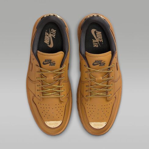 Air Jordan 1 Brooklyn Low Women's Shoes (Wheat/Team Red/Metallic Gold/Anthracite) in Kuwait