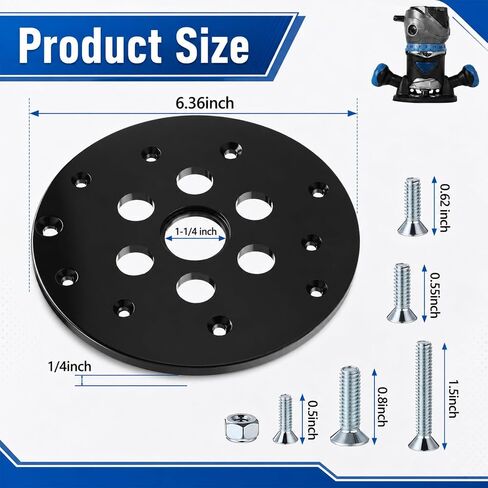 Lounsweer Guide Bushing Router Plate Universal Router Sub Base Features 1-1/4" Center Opening to Accept Guide Bushings Includes Mounting Hardware for Woodworking DIY Trimming Table Insert Replacement in Kuwait