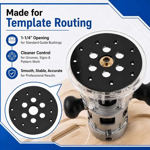 Lounsweer Guide Bushing Router Plate Universal Router Sub Base Features 1-1/4" Center Opening to Accept Guide Bushings Includes Mounting Hardware for Woodworking DIY Trimming Table Insert Replacement in Kuwait