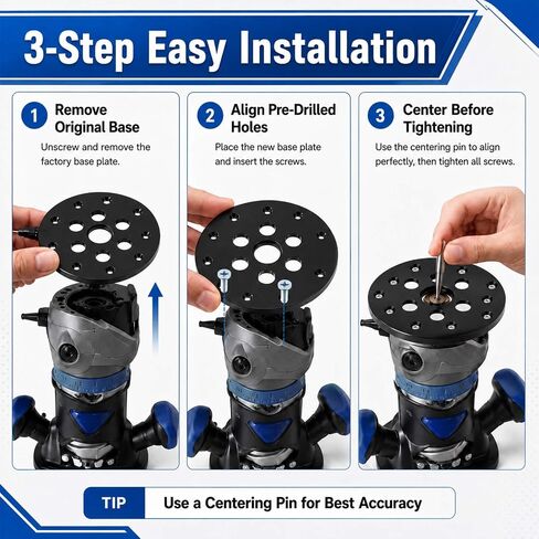 Lounsweer Guide Bushing Router Plate Universal Router Sub Base Features 1-1/4" Center Opening to Accept Guide Bushings Includes Mounting Hardware for Woodworking DIY Trimming Table Insert Replacement in Kuwait