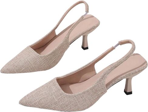 GORGLITTER Women's Slingback Kitten Heels Dressy Closed Pointed Toe Wedding Party Business Work Stiletto Pumps Shoes in Kuwait