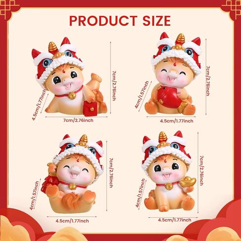 LAIAMER 4 Pcs 2026 Chinese New Year Horse Figurine Resin Mini Golden Chinese Zodiac Horse Statue for Car Dashboard Office Tabletop Lunar New Year Zodiac Decoration Collection Gift in Saudi Arabia