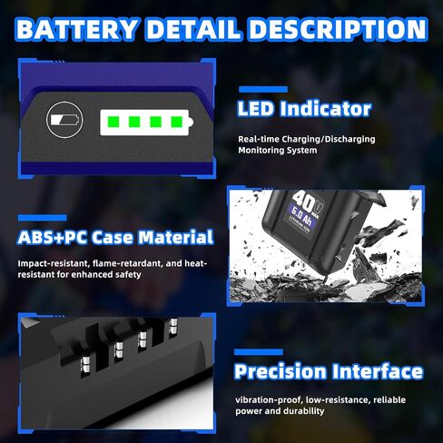 2 Pack 40V 6.0Ah Battery, Compatible with Kobalt 40V Lithium-Ion Batteries KB240-06 KB340-06 KB440-06 KB540-06 KB640-06 in Kuwait