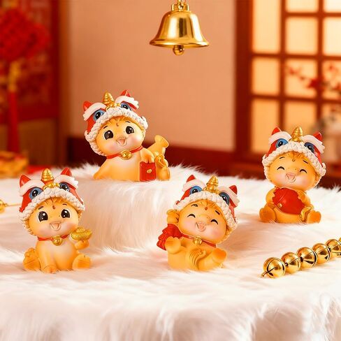 LAIAMER 4 Pcs 2026 Chinese New Year Horse Figurine Resin Mini Golden Chinese Zodiac Horse Statue for Car Dashboard Office Tabletop Lunar New Year Zodiac Decoration Collection Gift in Saudi Arabia