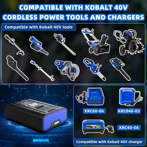 2 Pack 40V 6.0Ah Battery, Compatible with Kobalt 40V Lithium-Ion Batteries KB240-06 KB340-06 KB440-06 KB540-06 KB640-06 in Kuwait