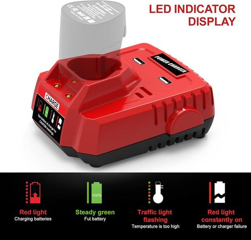 48‑59‑2401 12V Lithium Battery Charger with Dual USB Ports, Replacement for Milwaukee 12V Charger 48‑59‑1204, Compatible with 48‑11‑24 Series Batteries in Kuwait