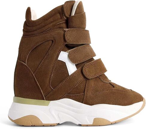 ZJGZF Wedge Sneakers for Women Platform Round Toe Suede Leather High Heel Tennis Casual Triple Strappy Band Fashion Dressy Comfy Campus Trendy Shoes in Kuwait