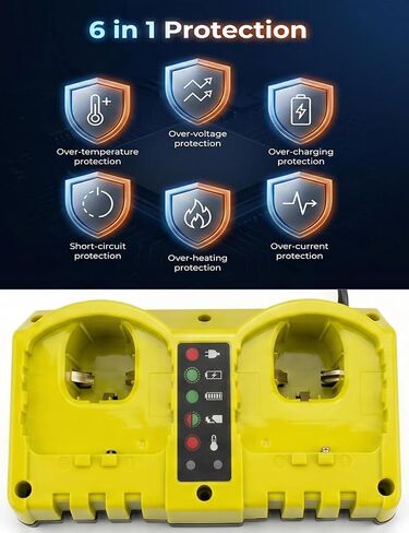 Compatible with Ryobi 18V Battery Charger,P117 Dual-Port Rapid Charger for Ryobi 18V One+ Lithium Battery P100 P102 P103 P105 P107 P108 P190 PBP006 PBP2005 PBP005 in Kuwait