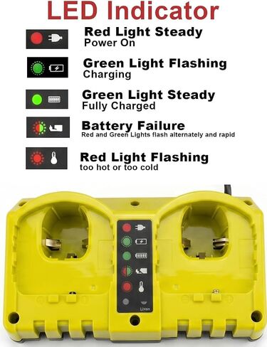 Compatible with Ryobi 18V Battery Charger,P117 Dual-Port Rapid Charger for Ryobi 18V One+ Lithium Battery P100 P102 P103 P105 P107 P108 P190 PBP006 PBP2005 PBP005 in Kuwait