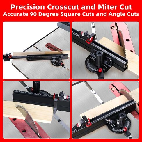 GOINGMAKE Table Saw Miter Gauge with Long Extentable Fence from 21 to 38 Inch and Micro Adjust Flip Stop and 13 Angle Stop Holes, Miter Gauge for Table Saw for Crosscut and Miter, Fit 3/8" x 3/4" Slot in Kuwait