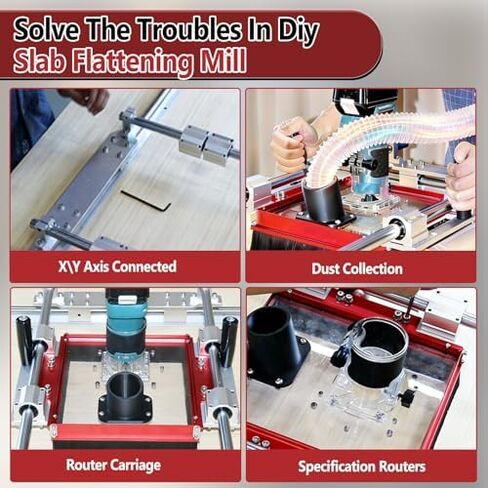 Linear Rail Router Sled Slide Connector with Dust Collection, 2-1/2" Interface Connect Dust Extractor Fit for 20mm Linear Rails and SBR20UU & SCS20UU Slide Block in Kuwait