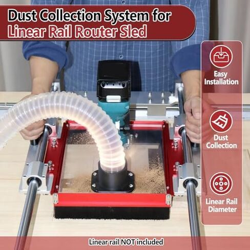 Linear Rail Router Sled Slide Connector with Dust Collection, 2-1/2" Interface Connect Dust Extractor Fit for 20mm Linear Rails and SBR20UU & SCS20UU Slide Block in Kuwait