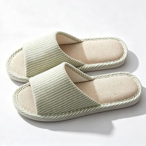 Slippers for Women's Men's Open Toe Home Shoes Slid Flax Soft Non Slip Shoes Breathable Soft Indoor House Slippers in Kuwait