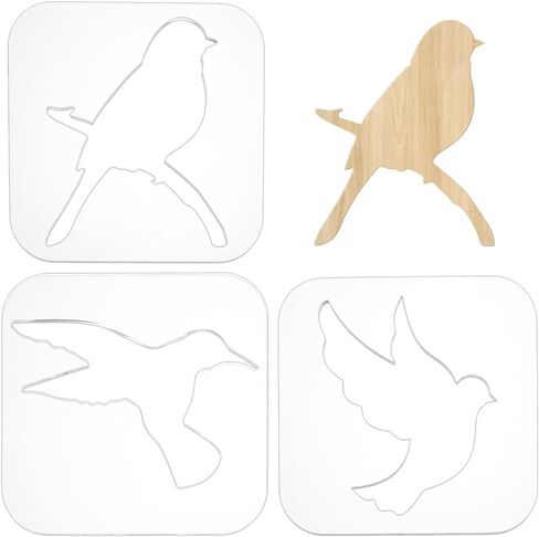 BENECREAT 3Pack 7.9x7.9Inch Acrylic Humming Bird Router Templates 5mm Thick Woodworking Templates for Woodworking Inlay Precision Cutting Guides DIY Craft Projects and Sign Making in Kuwait