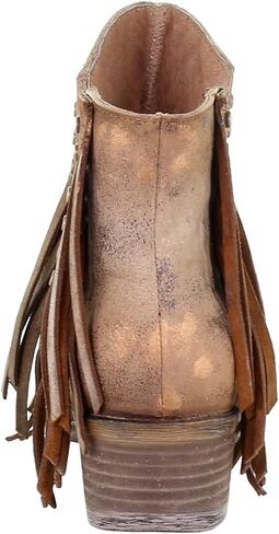 Corral Boots Womens Fringe Studded Round Toe Pull On Casual Boots Ankle Low Heel 1-2" - Brown - Size 6 B in Kuwait
