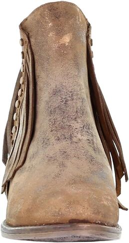 Corral Boots Womens Fringe Studded Round Toe Pull On Casual Boots Ankle Low Heel 1-2" - Brown - Size 6 B in Kuwait