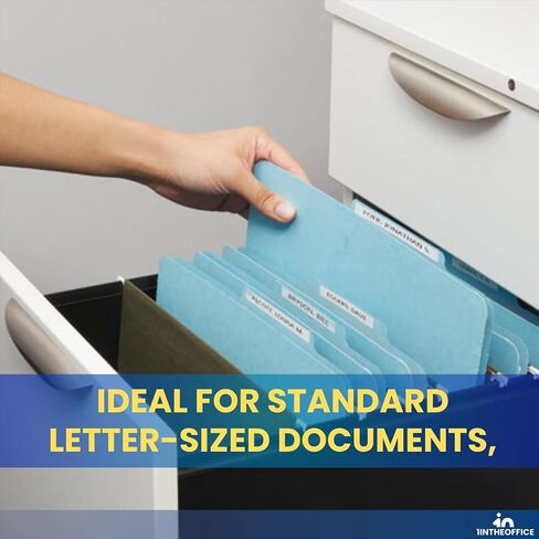 1InTheOffice Classification Folders, 2 Divider Classification Folders, File Folders with Dividers, 2.5" Expansion, Letter Size, Light Blue, 20 pcs in Saudi Arabia