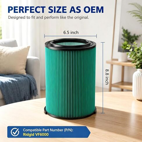 VF6000 Filter for Rigid 5-20 Gallon Wet Dry Vacuums | Fits WD5500, WD0671, WD6425, WD7000, WD1280, WD1851, WD1680, WD1956, RV2400A, 1400RV and RV2600B vacuums. in Kuwait