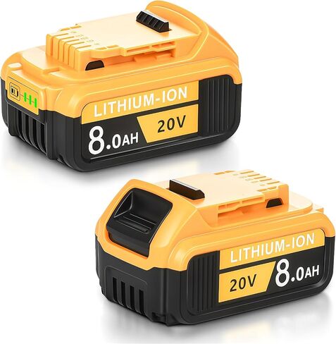 2 Pack 8000MAh Replacement for Dalt 20V Max Battery 20 Volt Batteries Pack | Compatible with 20 Volt Lithium-ion Batteries Pack Replace DCB201 DCB204 DCB208 Series Power Tools with LED Indicator in Kuwait