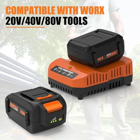 ANTRobut 2Pack 8.0Ah Replacement for Worx 20V Battery WA3575 WA3525 Compatible with Worx Battery 20V and 2X20V Cordless Tools, with Fast Charger WA3881 WA3742 (NOT for Nitro) in Kuwait