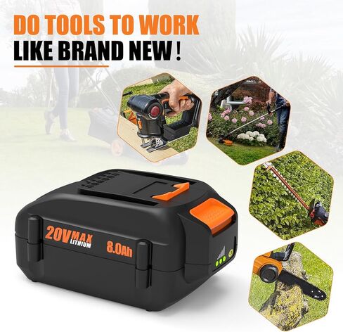 ANTRobut 2Pack 8.0Ah Replacement for Worx 20V Battery WA3575 WA3525 Compatible with Worx Battery 20V and 2X20V Cordless Tools, with Fast Charger WA3881 WA3742 (NOT for Nitro) in Kuwait