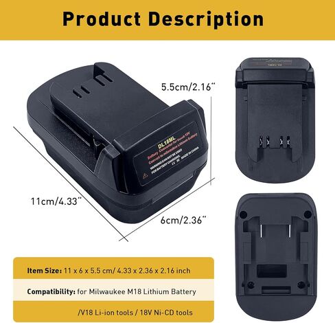 DL18ML/DW18ML Adapter for Dewalt 20V to for Milwaukee 18V Battery Adapter, Put for Dewalt 20V Batteries Run Power for M18 Battery Tools in Kuwait