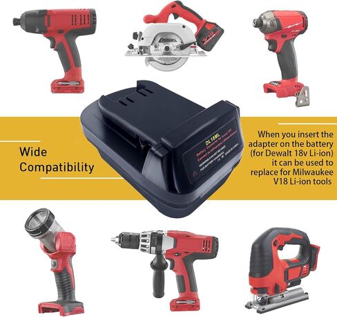 DL18ML/DW18ML Adapter for Dewalt 20V to for Milwaukee 18V Battery Adapter, Put for Dewalt 20V Batteries Run Power for M18 Battery Tools in Kuwait