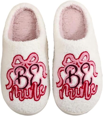Womens Mens Retro Cozy Fluffy Plush Slippers Embroidered Printing Warm Memory Foam Slippers House Shoes in Kuwait