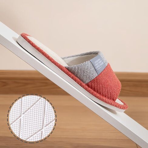 Japanese Style Open Toe Slippers Cotton Linen Indoor House Shoes For Men And Women Breathable Lightweight Washable Onsen Sandals Comfy Bedroom Floor Summer Home Footwear in Kuwait