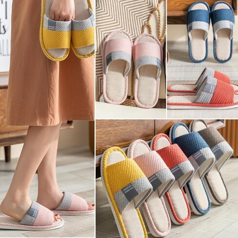 Japanese Style Open Toe Slippers Cotton Linen Indoor House Shoes For Men And Women Breathable Lightweight Washable Onsen Sandals Comfy Bedroom Floor Summer Home Footwear in Kuwait
